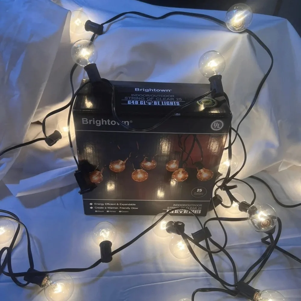 Brightown 25ft G40 indoor/Outdoor String Lights 25 incadescent Bulbs - Black